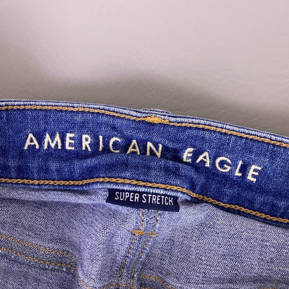 American Eagle Hi-Rise Jegging Jeans Women's 12 Regular Crop Blue Super Stretch - Picture 2 of 12